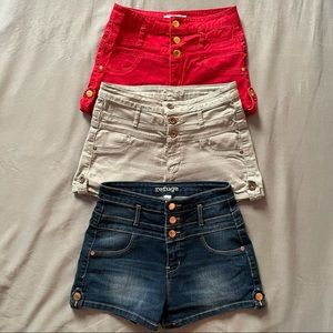 Bundle of 3 Pairs High Waist Shorts
